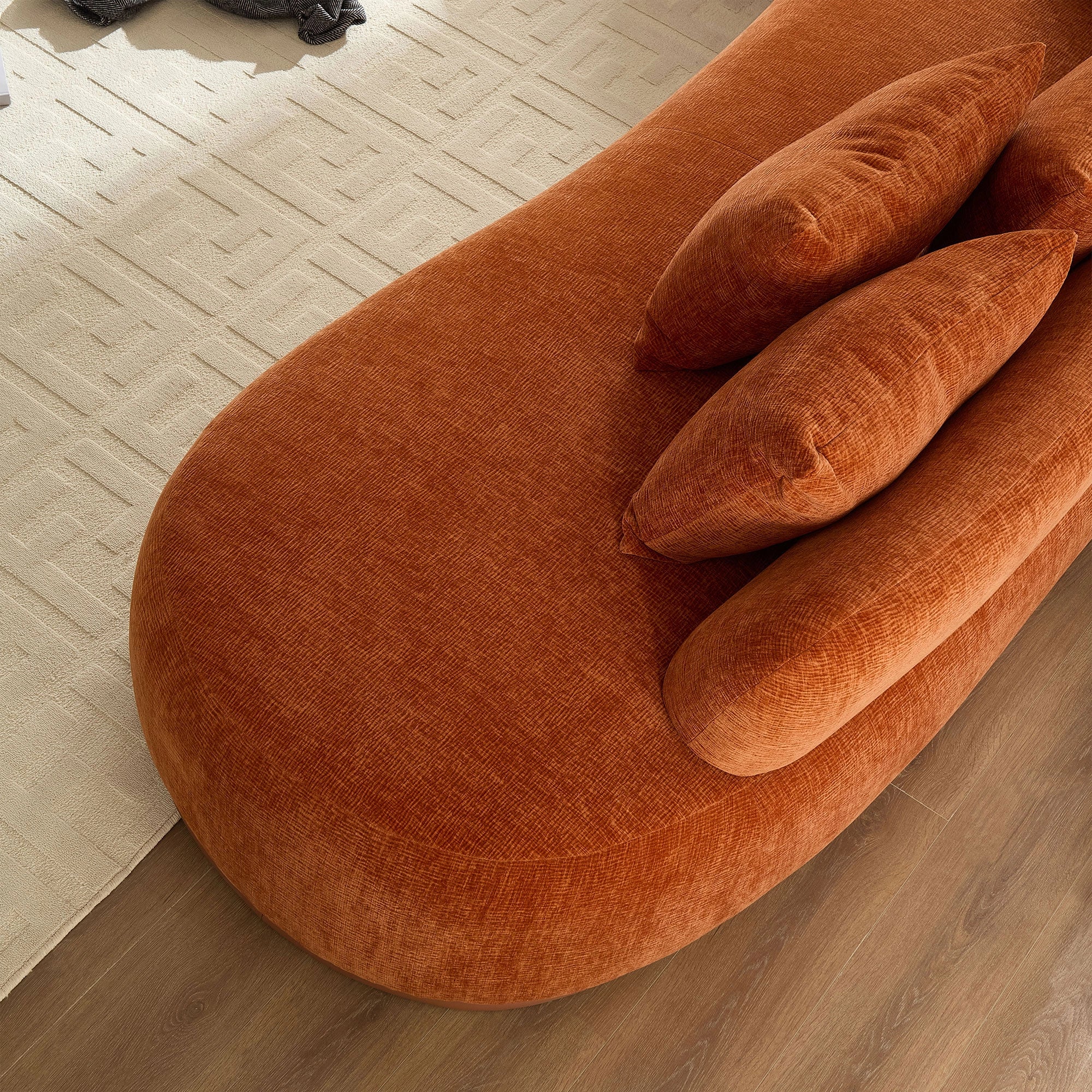 134.63" Tangerine Cluster L-Shape Sectional Sofa with Left/Right Facing Chaise & Ottoman, White/Brown, product photo 2