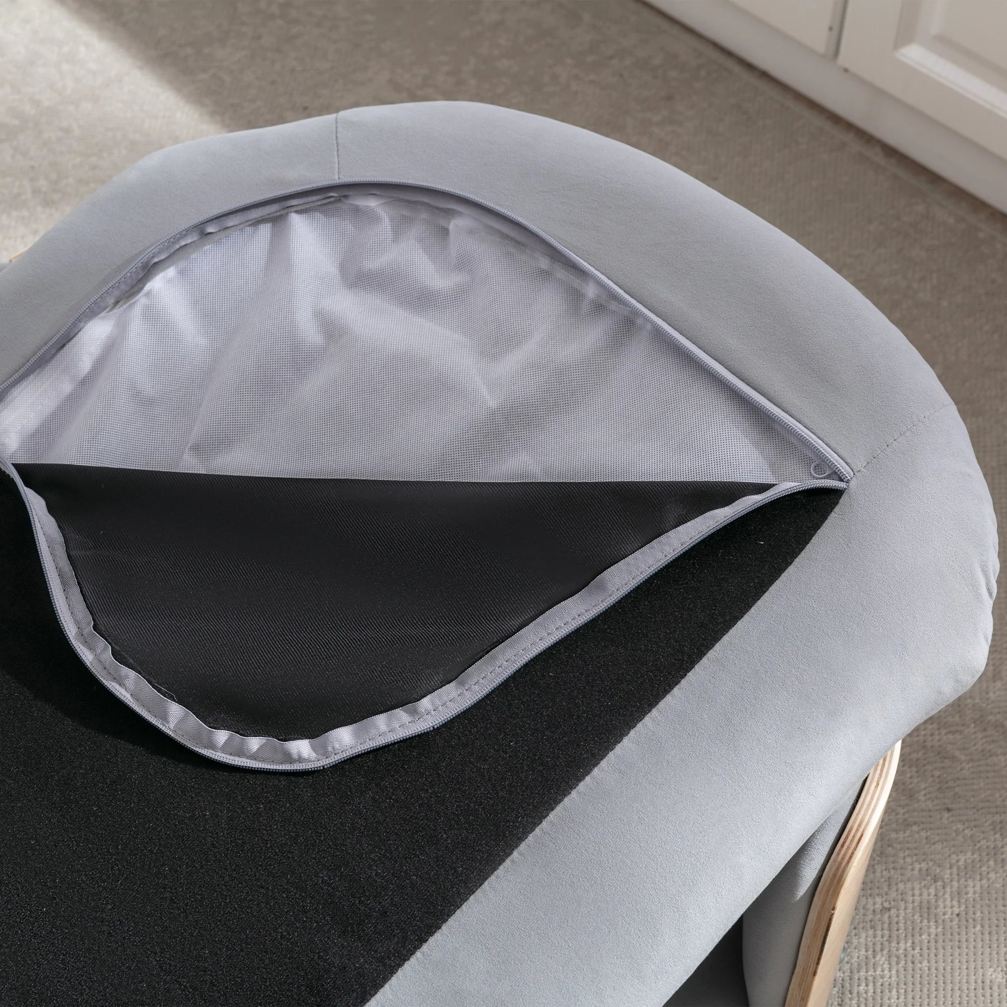 38.58" Scandinavian Dog Bed with Wood Legs & Bent Wood Back, product photo 1