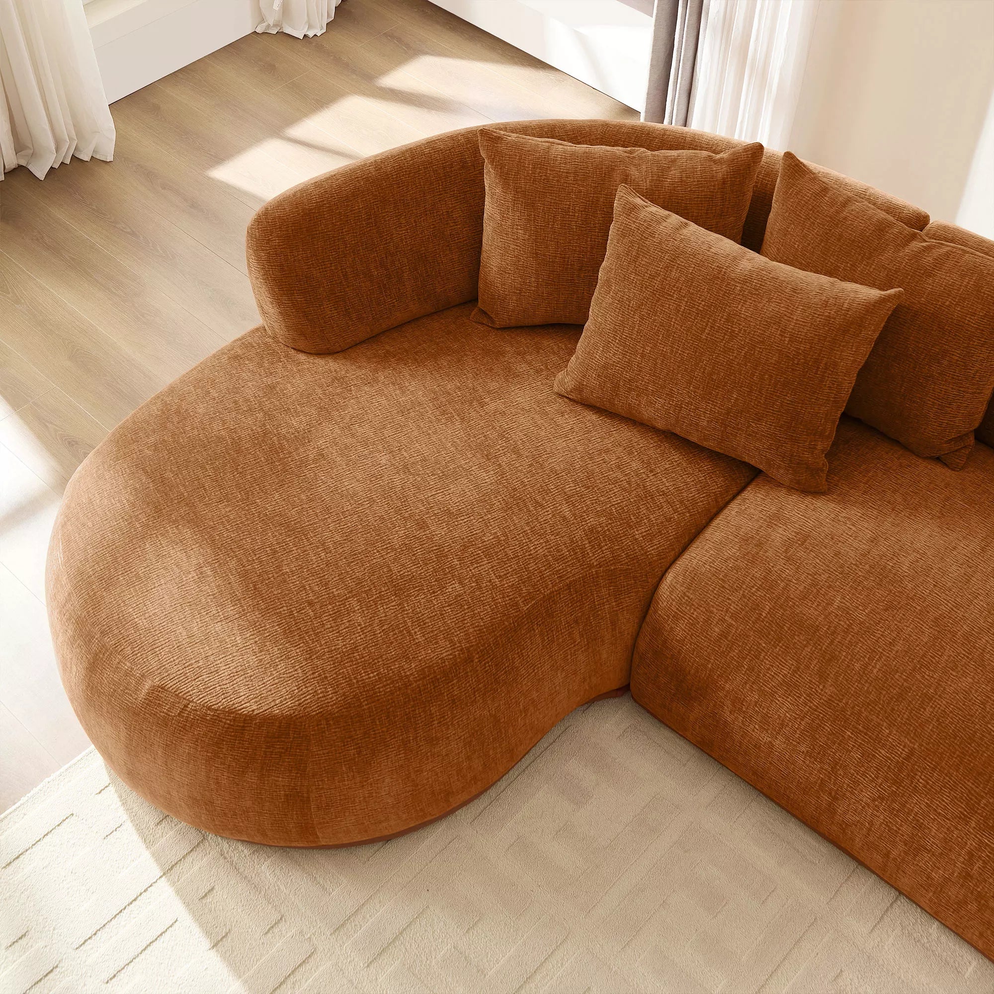 135" Tangerine Cluster L-Shape Sectional Sofa Left/Right Facing Chaise White/Broun - Image 3
