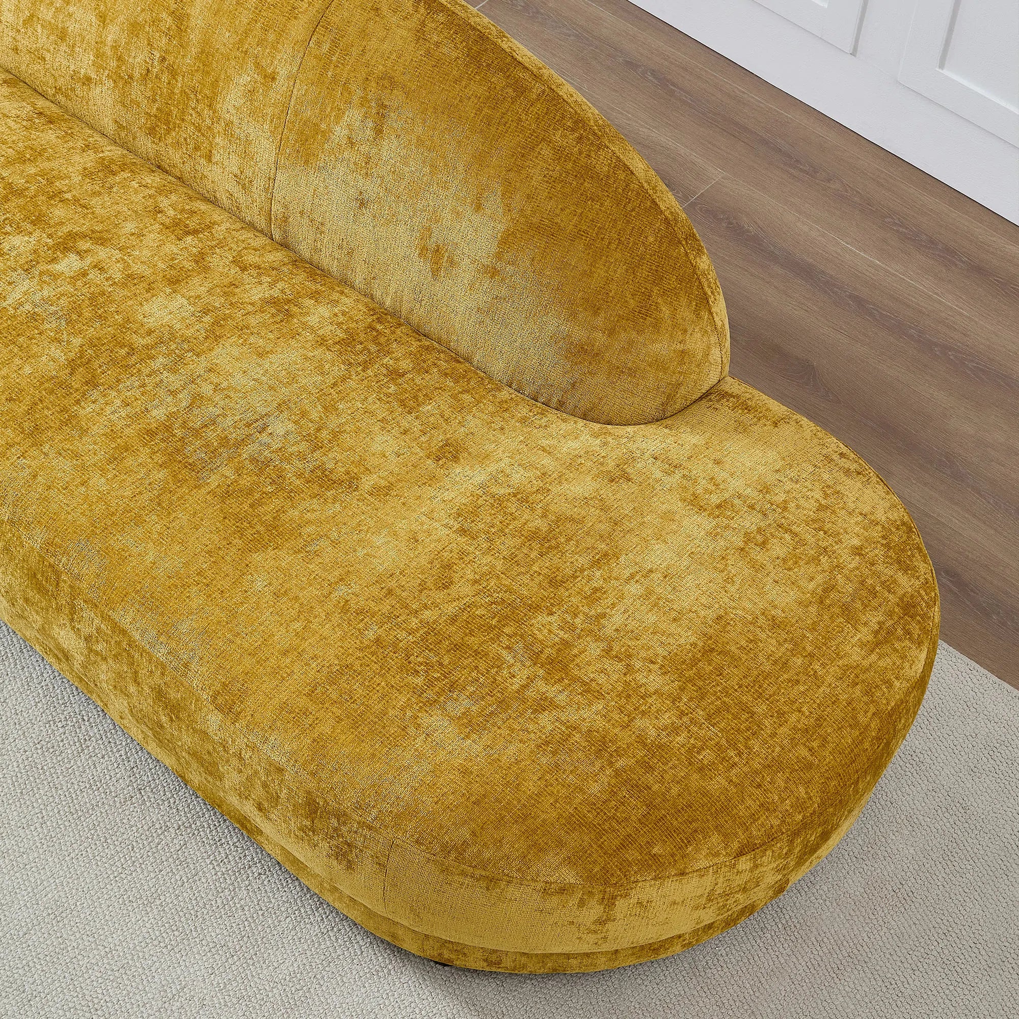 113.78" Mid-Century Chaise Sofa – Right Facing, Upholstered, Yellow - Image 9