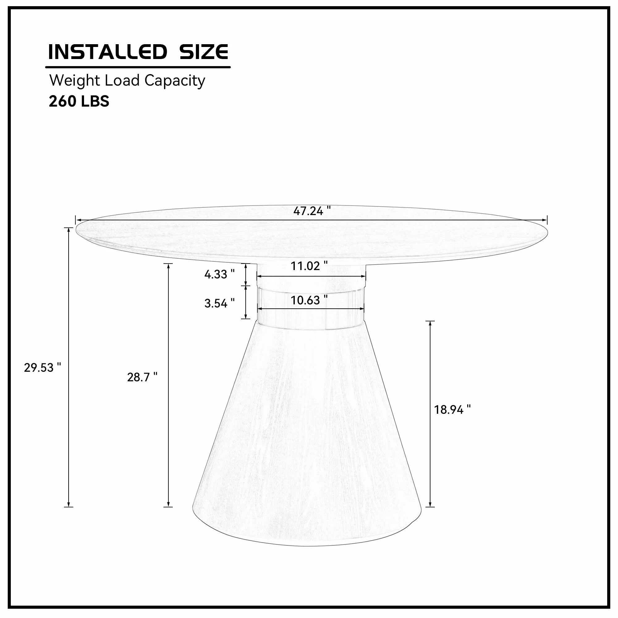 47.24" Round Dining Table – Black & Gold Pedestal, Glam - Image 11