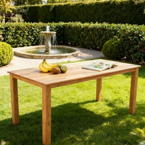 68.9" Teak Wood Look Picnic Table – Compact Outdoor Dining