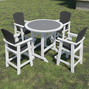 HDPE Outdoor Bar Table Set – 5-Piece with 4 Tall Adirondack Stools