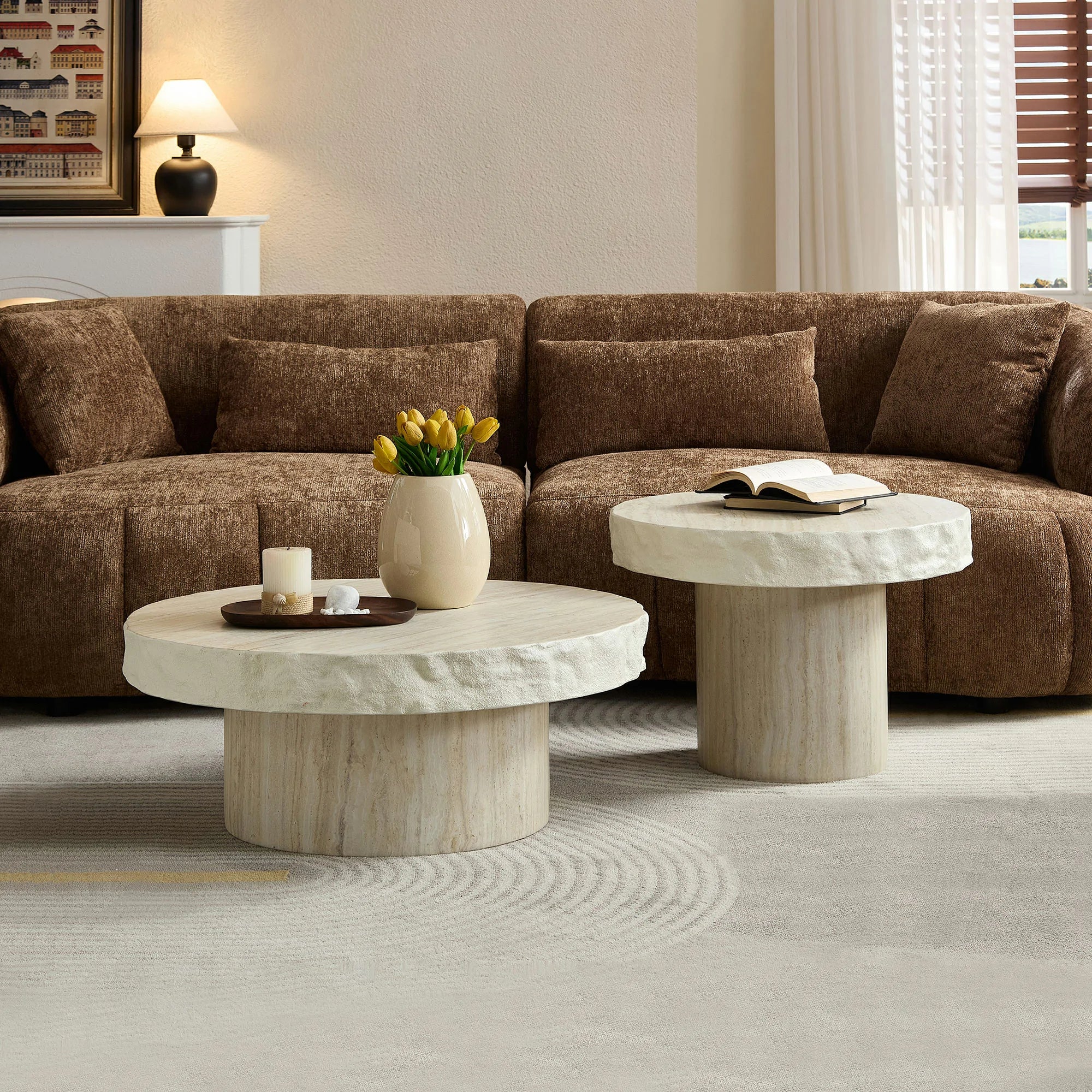 Faux Marble Textured Coffee Table – No Assembly, Modern Living Room - Image 4
