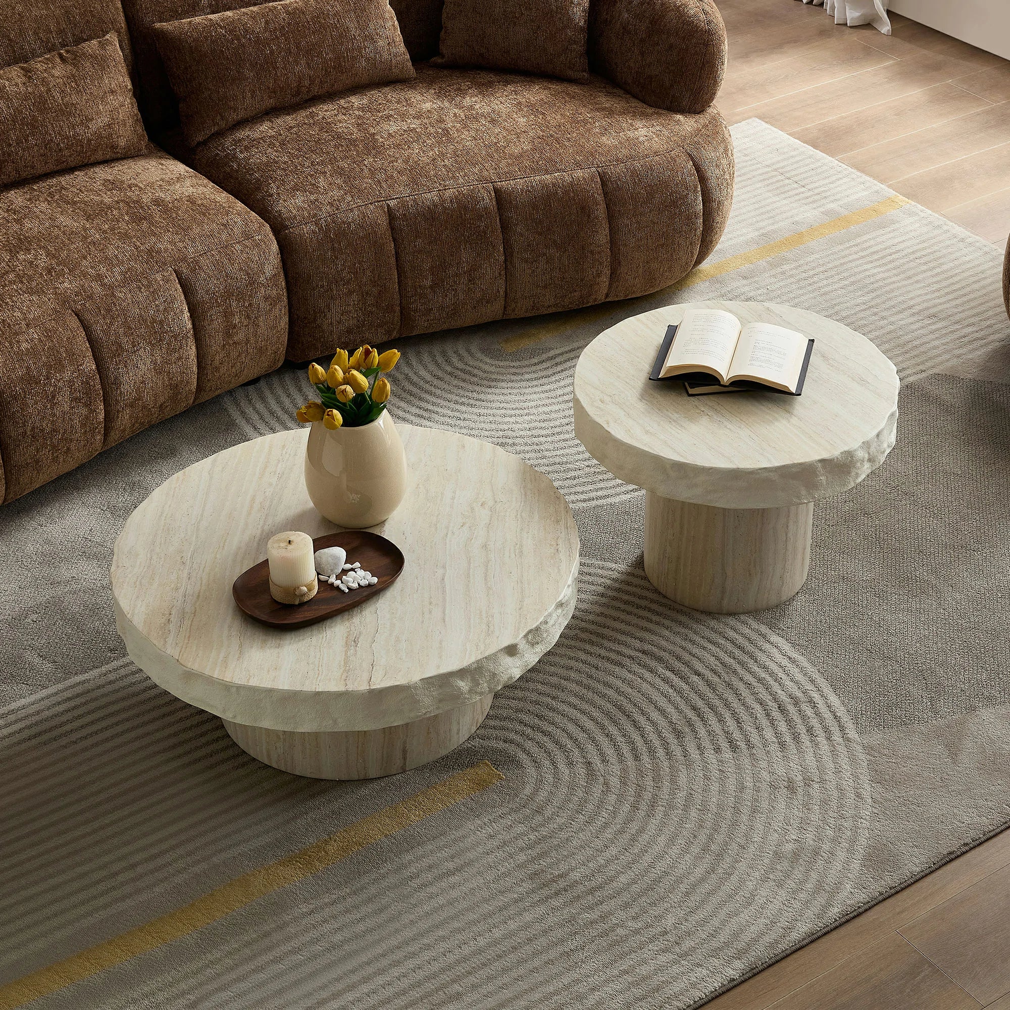 Faux Marble Textured Coffee Table – No Assembly, Modern Living Room - Image 3
