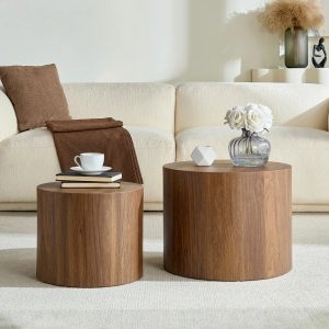 Round table 2-Piece Nesting Coffee Table Set – Round, No Assembly