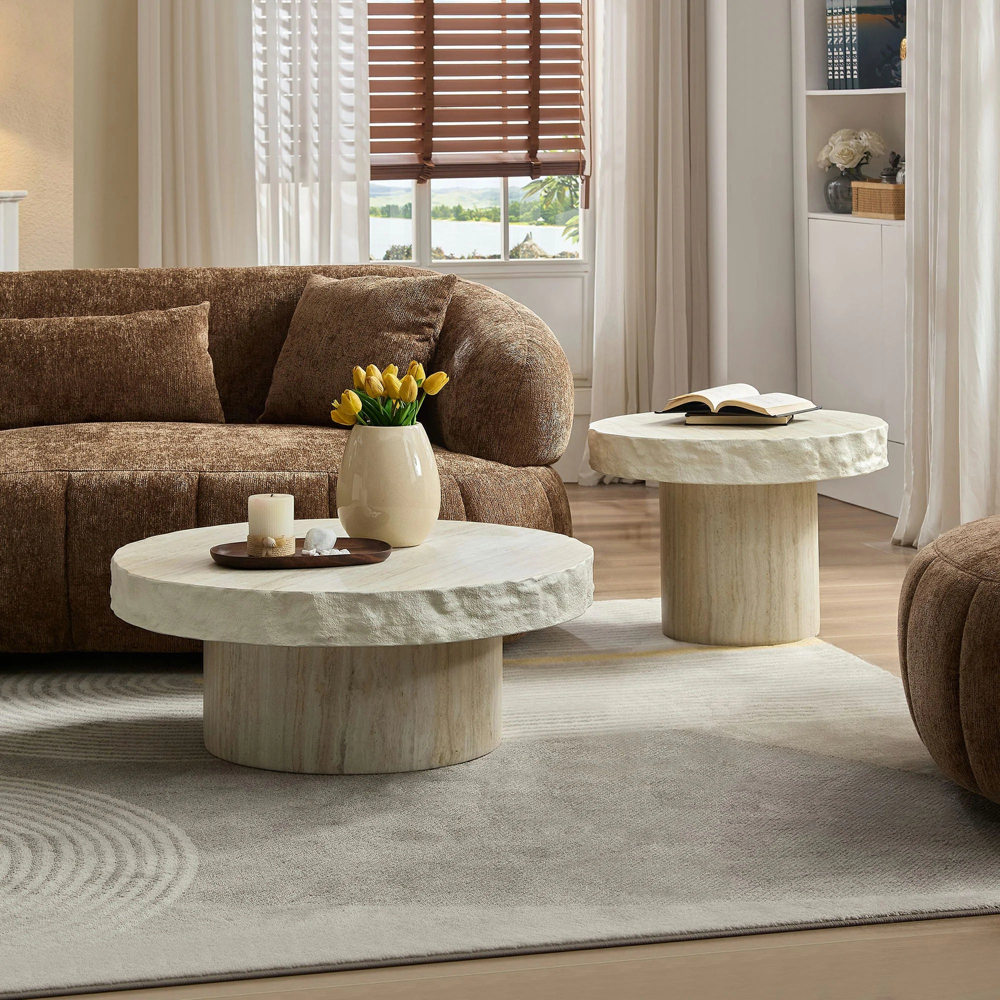 Faux Marble Textured Coffee Table – No Assembly, Modern Living Room - Image 5