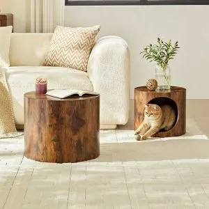 Cat Nest Stool Set – 2-Piece Round Nesting Coffee Tables, No Assembly