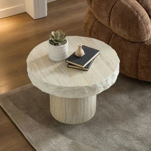 Faux Marble Textured Coffee Table – No Assembly, Modern Living Room