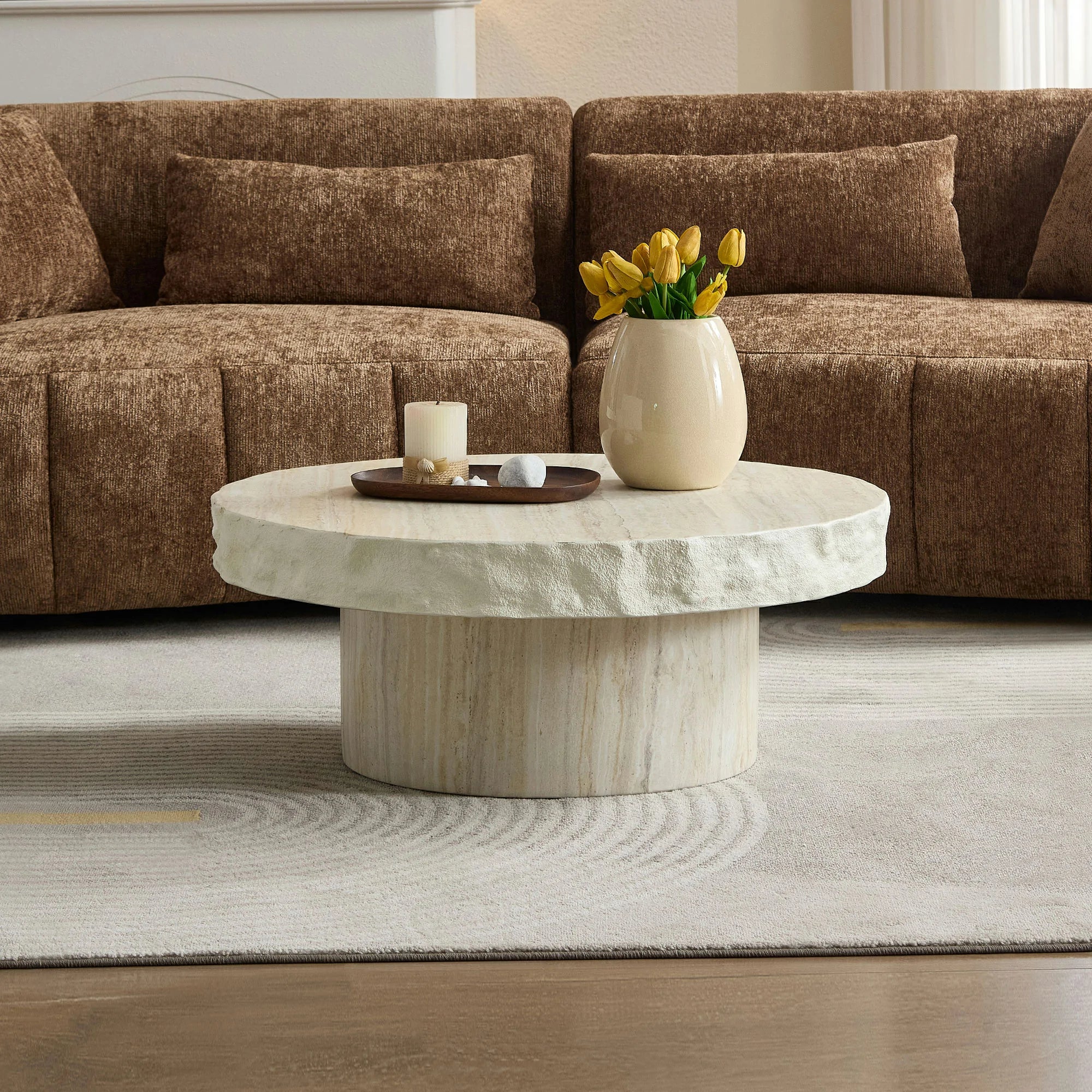 Faux Marble Textured Coffee Table – No Assembly, Modern Living Room - Image 13