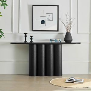 66.93" Modern Console Table – Cylinder Legs for Entryway, Natural