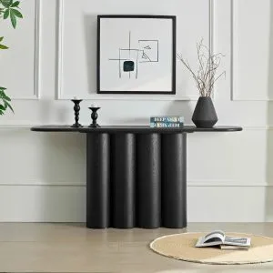 66.93" Modern Console Table – Cylinder Legs for Entryway, Natural