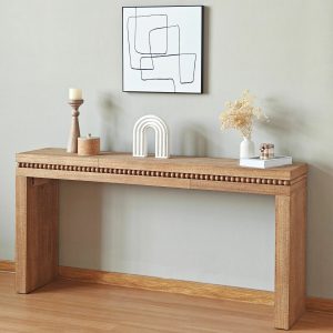 64" Rustic Console Table – Beaded Trim, Entryway & Living Room