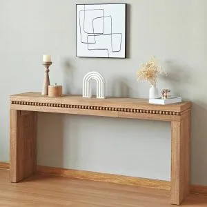 64" Rustic Console Table – Beaded Trim, Entryway & Living Room