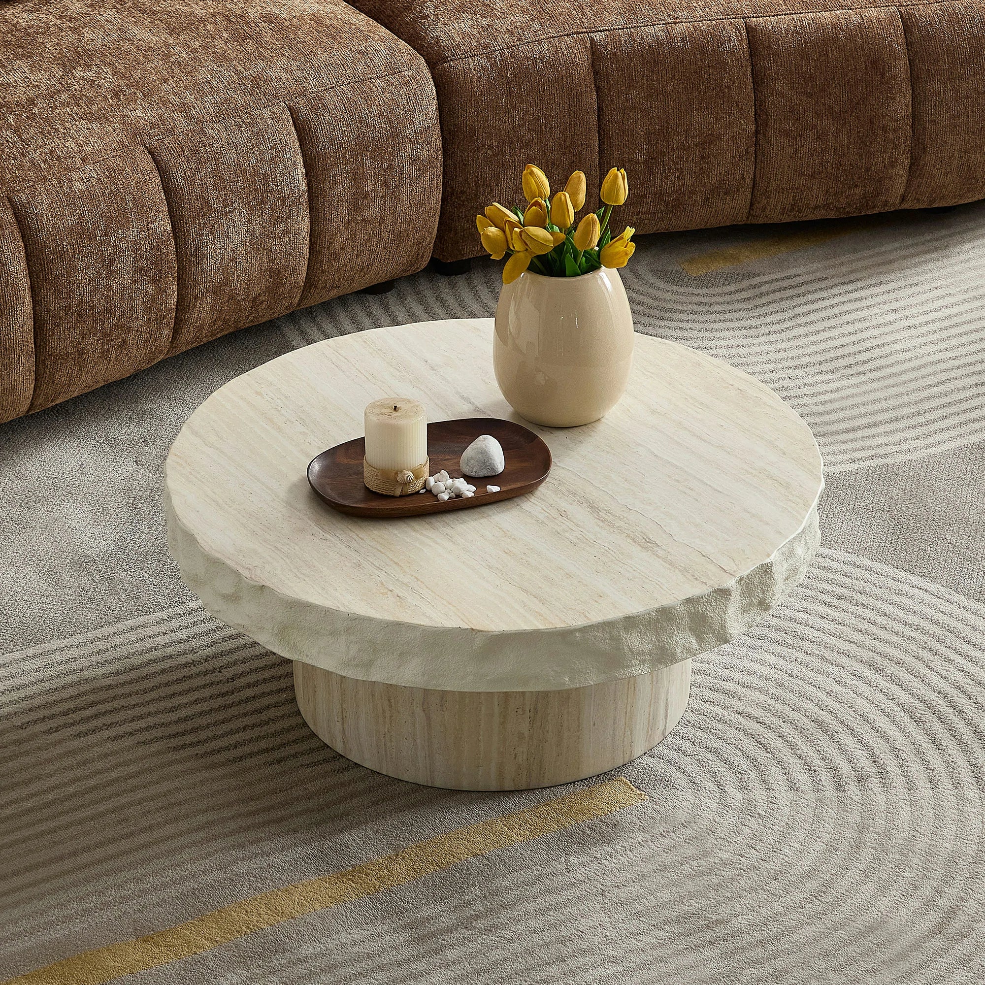 Faux Marble Textured Coffee Table – No Assembly, Modern Living Room - Image 2