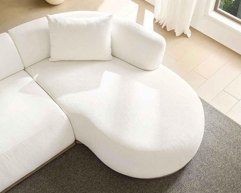 135" Tangerine Cluster L-Shape Sectional Sofa, Left/Right Facing Chaise, White/Brown, product photo 1