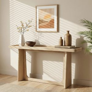 Farmhouse Console Table – Tray Top, Solid Wood Frame, Black