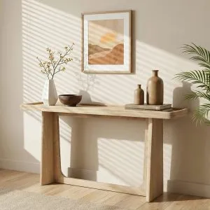 Farmhouse Console Table – Tray Top, Solid Wood Frame, Black