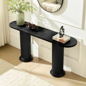 62.99" Modern Console Table – Roman Legs, Wood Veneer, MDF Entryway