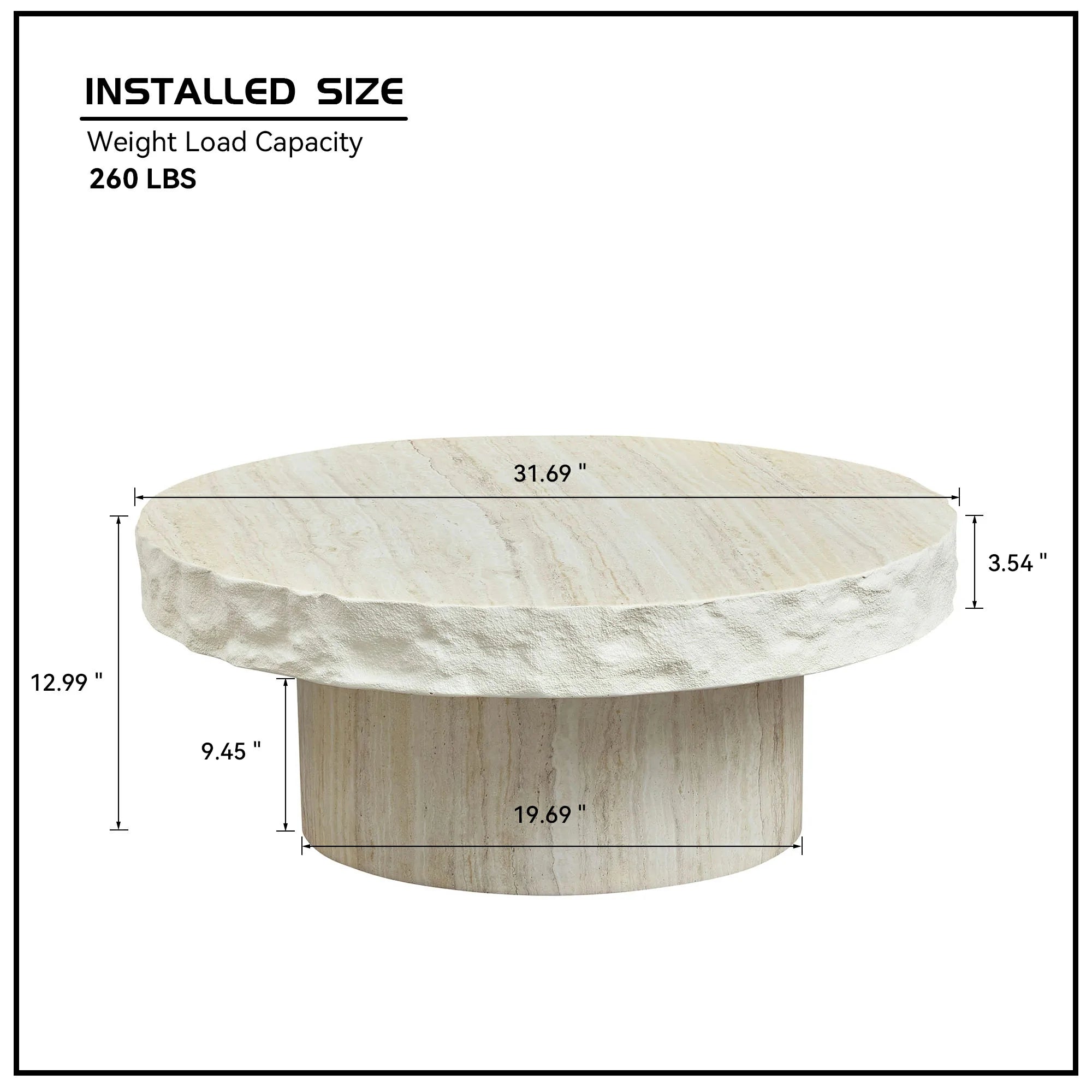 Faux Marble Textured Coffee Table – No Assembly, Modern Living Room - Image 19