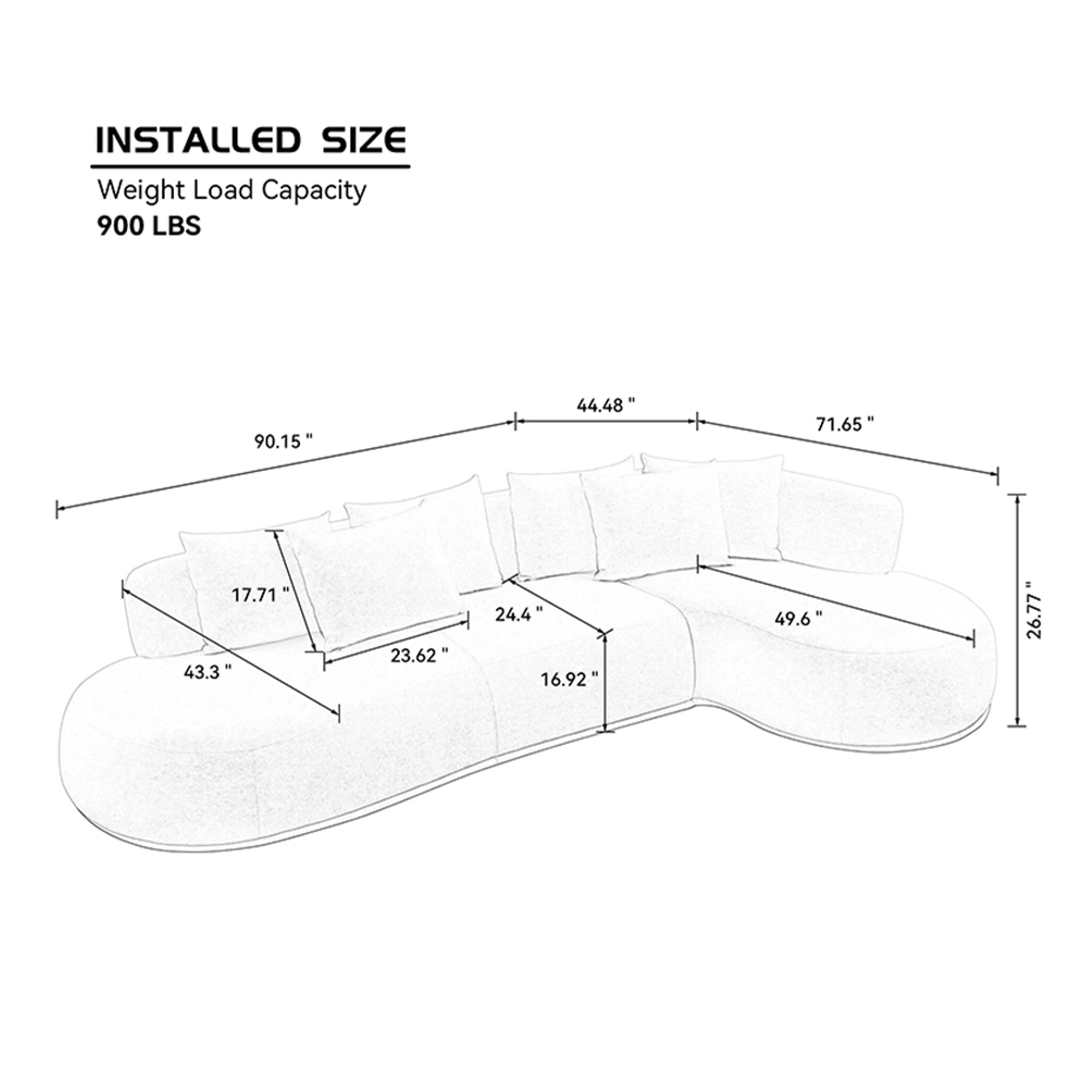 135" Tangerine Cluster L-Shape Sectional Sofa Left/Right Facing Chaise White/Broun - Image 10